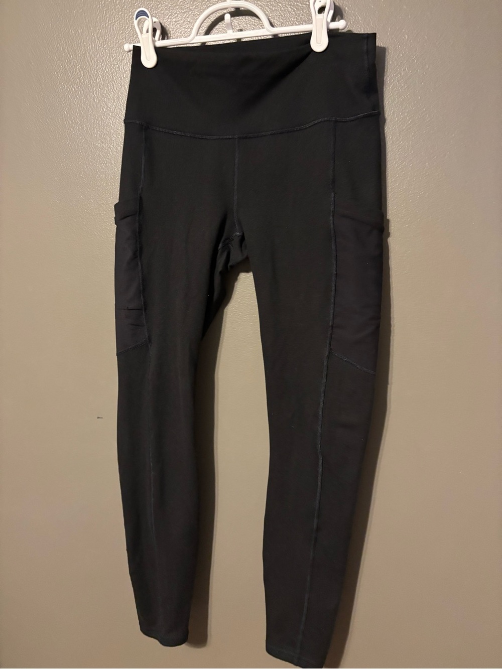 Fabletics PowerHold Black High-Rise Leggings with Side Pockets